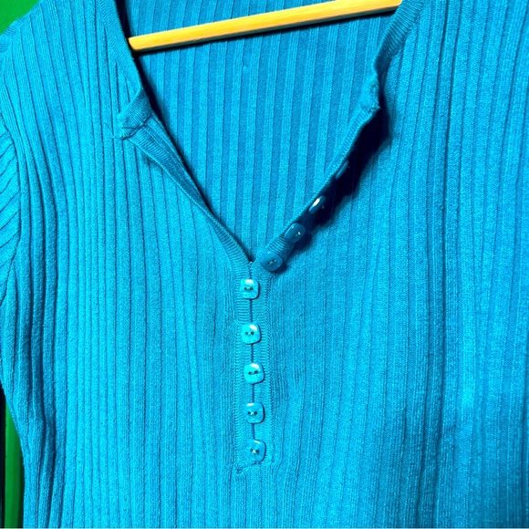 Domani Size M Buttons as Ornament Blue Women  Blouse for Every Day Long Sleeve - Picture 3 of 9